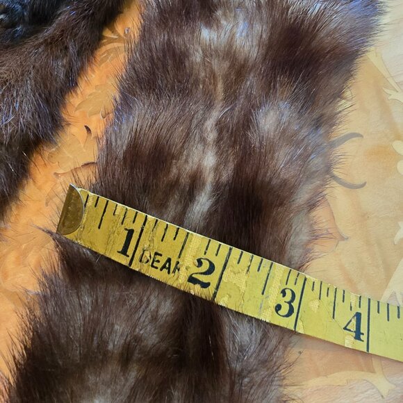 Vintage Two / Dual Mink, Real Fur Medium Brown Collar / Scarf / Wrap / Stole - Picture 10 of 10